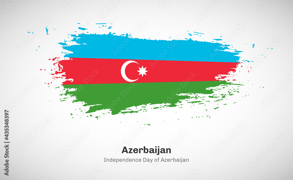 Creative happy independence day of Azerbaijan country with grungy watercolor country flag background