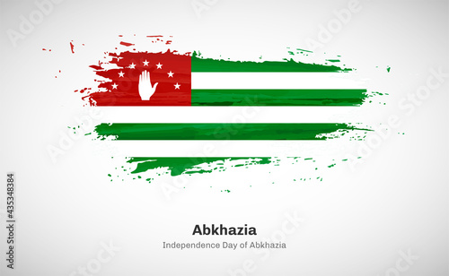 Creative happy independence day of Abkhazia country with grungy watercolor country flag background