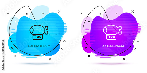 Line Airship icon isolated on white background. Abstract banner with liquid shapes. Vector