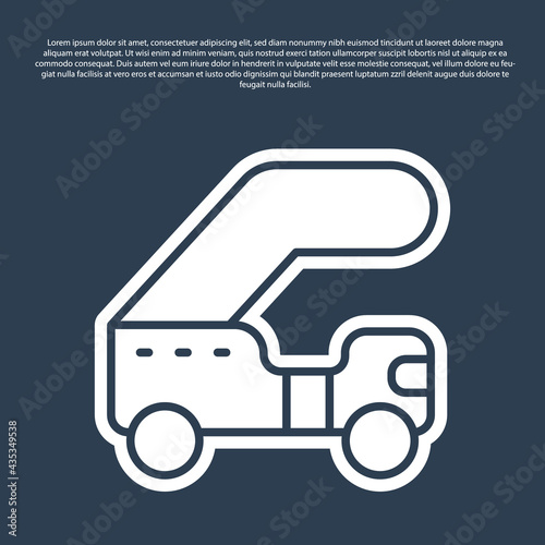 Blue line Passenger ladder for plane boarding icon isolated on blue background. Airport stair travel. Vector