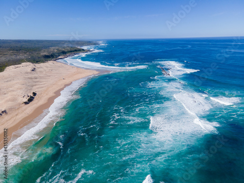 Aerial landscape of coastline seen from a drone