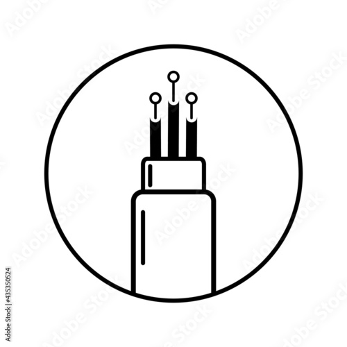 Optic fiber cable vector icon in flat style, Broadband optical fiber icon. Outline broadband optical fiber vector icon for web design isolated on white background. Broadband speed, data transfer. 