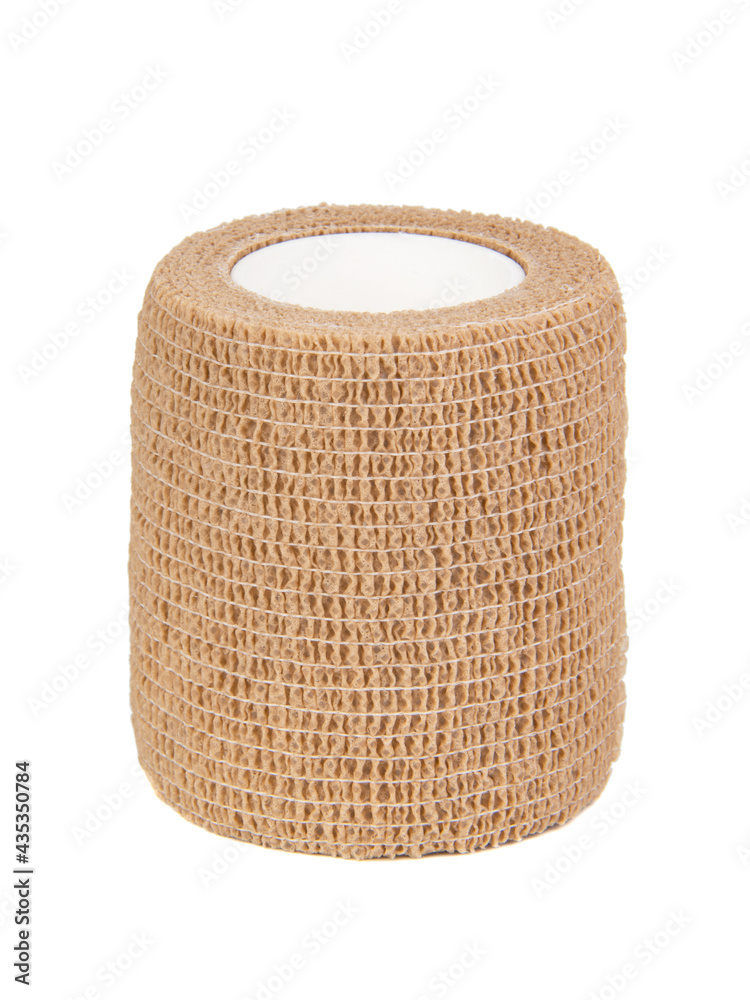 Brown medical bandage elastic isolated on the white background Brown medical bandage elastic isolated on the white background