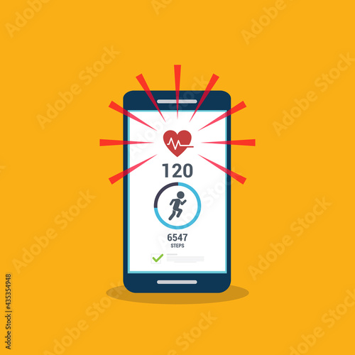 Fitness tracking app on mobile phone. Run tracker, walk steps counter.	