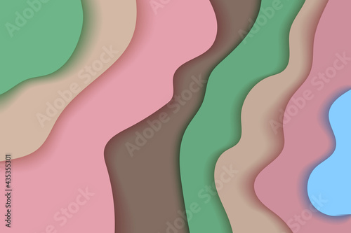 Abstract background with paper waves for banner, invitation, poster or website design. Paper cut style, imitation of 3d effect, space for text, vector illustration