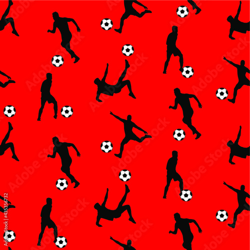 Abstract Hand Drawing Soccer Players and Balls Seamless Vector Pattern Isolated Background