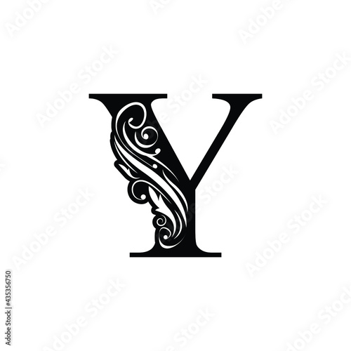 Fototapeta Naklejka Na Ścianę i Meble -  letter Y flower  ornament. Vector logo. Monogram alphabet. Beautiful floral capital letters

