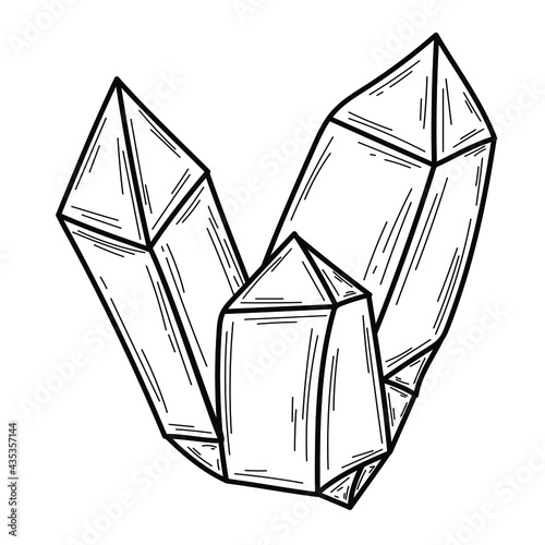 Doodle one crystal isolated line. Hand drawn vector illustration coloring. Sketch for a tattoo.