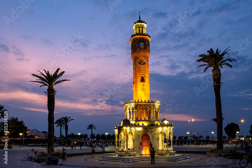 Konak clock tower, the symbol of Izmir at sunset