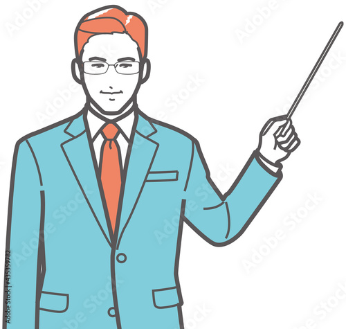 指し棒を持つビジネスマン