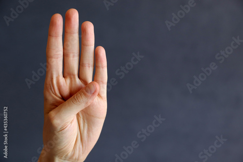 
four-finger palm close-up