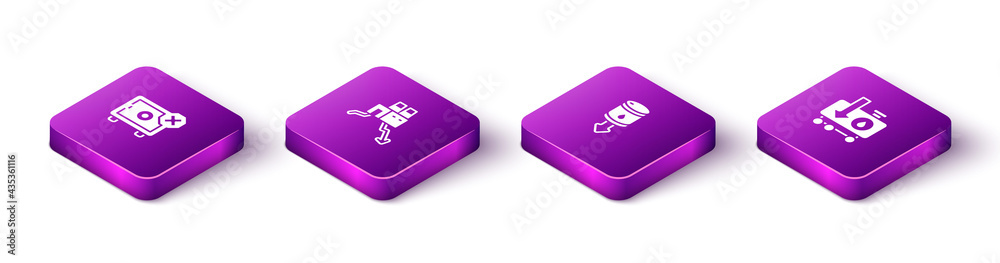 Set Isometric Safe, Shutdown of factory, Drop in crude oil price and icon. Vector Set Isometric Safe, Shutdown of factory, Drop in crude oil price and icon. Vector