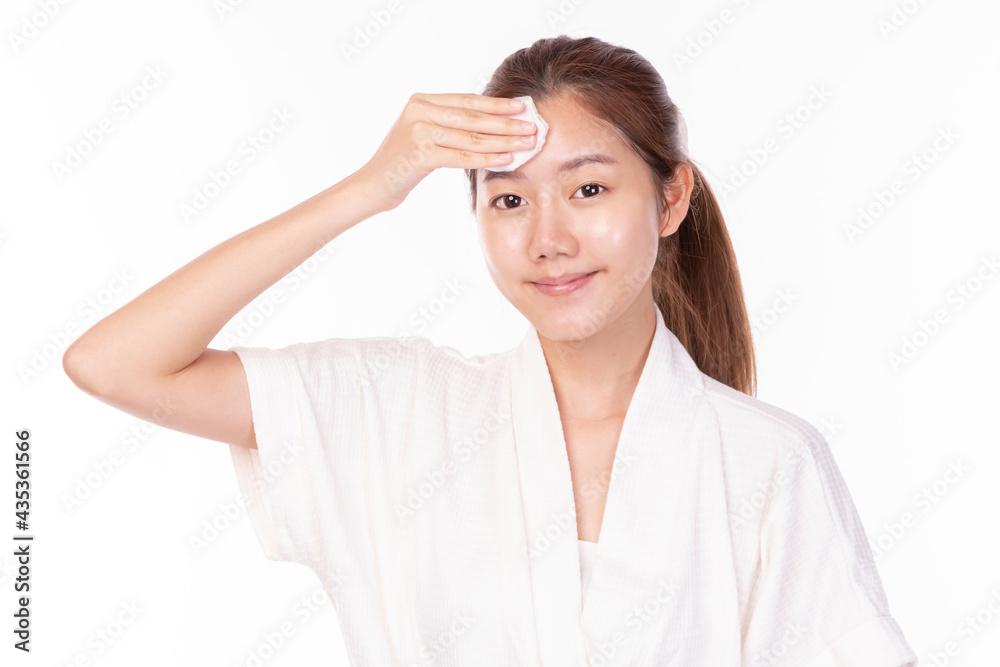 Clean fresh beautiful young Asian woman with fresh skin on white background. Beautiful Girl beauty face care and Facial treatment. Woman with clear skin isolated on white. Clean fresh beautiful young Asian woman with fresh skin on white background. Beautiful Girl beauty face care and Facial treatment. Woman with clear skin isolated on white.