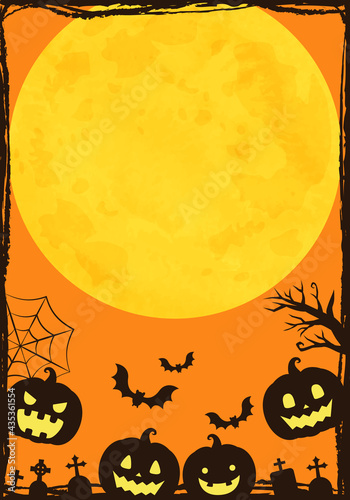 おしゃれでかわいいハロウィンのベクターイラストフレーム背景