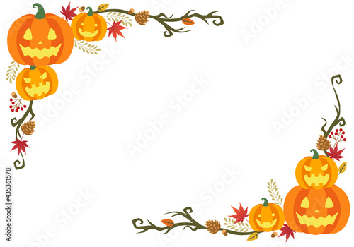 おしゃれでかわいいハロウィンのベクターイラストフレーム背景