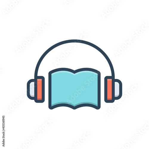 Color illustration icon for audio book
