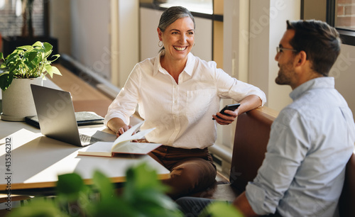 Senior businesswoman meeting with partner