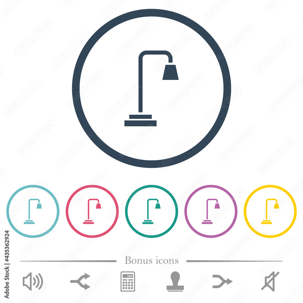 Street lamp flat color icons in round outlines