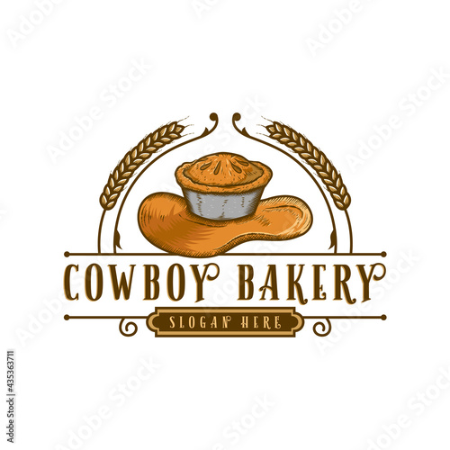 cowboy bakery vintage logo
