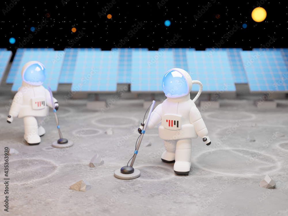 Obraz premium 3D image Astronauts exploring in another star, galaxy, Space Exploration, Colonization - 3D render