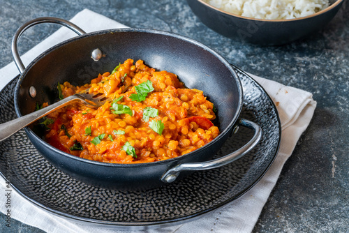 Red lentil dhal curry