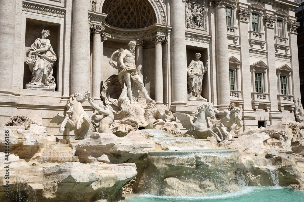 Trevi Fountain (Fontana di Trevi) Rome, Italy. ancient marble fountain, famous place as tourist holiday destination