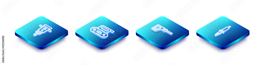 Set Isometric line Construction jackhammer, Electric planer tool, Reciprocating saw and Soldering iron icon. Vector Set Isometric line Construction jackhammer, Electric planer tool, Reciprocating saw and Soldering iron icon. Vector
