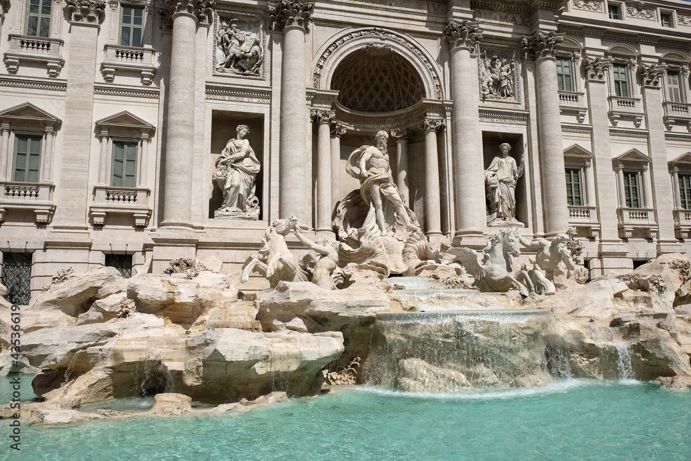 Trevi Fountain (Fontana di Trevi) Rome, Italy. ancient marble fountain, famous place as tourist holiday destinationme, italy