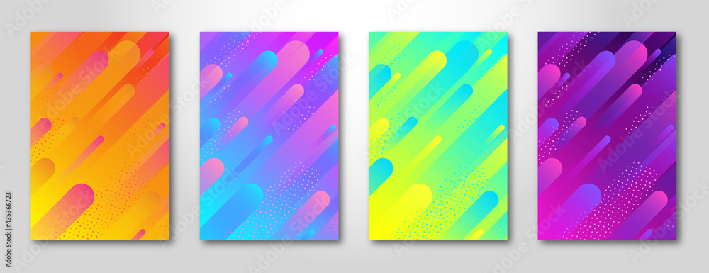 Modern abstract gradient colorful background set with geometric patterns.