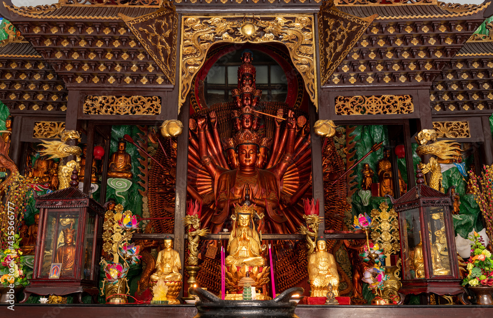 The shining copper Buddhist statue