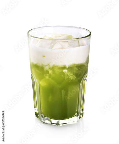 Wallpaper Mural Glass with matcha latte isolated on white background. Torontodigital.ca