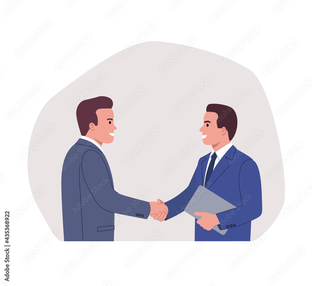 Businessmen shaking hands. Handshake of business partners.Vector flat style illustration Businessmen shaking hands. Handshake of business partners.Vector flat style illustration