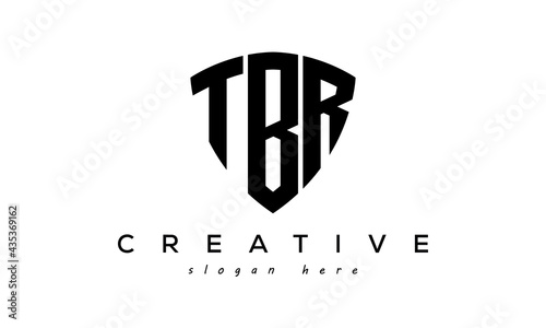 TBR letters creative logo with shield	 photo