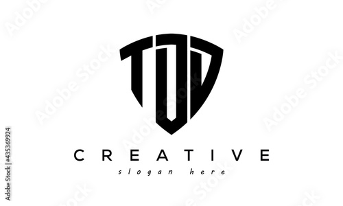 TDD letters creative logo with shield	 photo