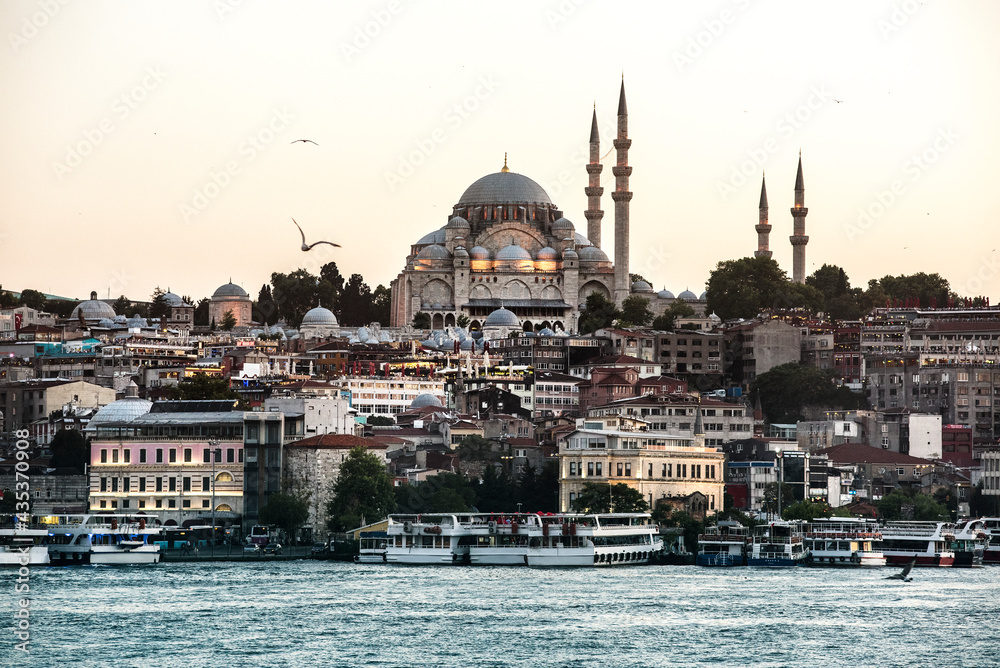 Fototapeta premium Istanbul's ocean with cruise ship