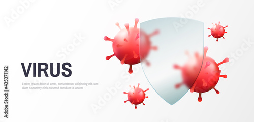 Virus protection concept. Security shield for virus protection. Vector shield on white background.