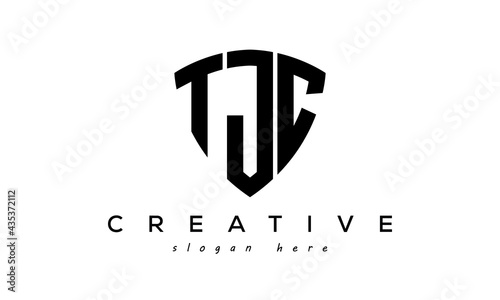 TJC letters creative logo with shield	 photo