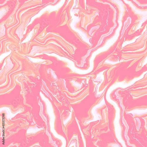 Beauty acrylic pouring Fluid Art seamless pattern in soft pink halftones and wave marble effect for trendy apparel fabric, fashion package, wallpaper, marine accessories, clothes textile, print.