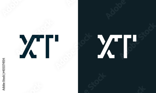 Creative minimal abstract letter XT logo.