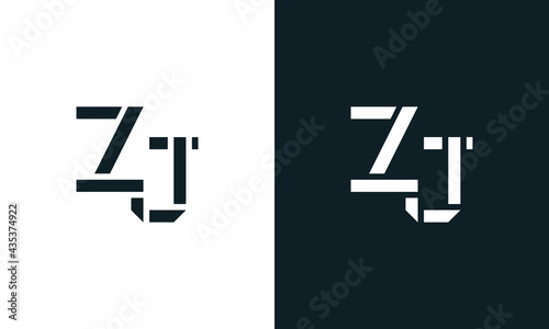 Creative minimal abstract letter ZJ logo.