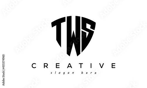 TWS letters creative logo with shield