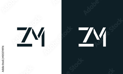 Creative minimal abstract letter ZM logo.