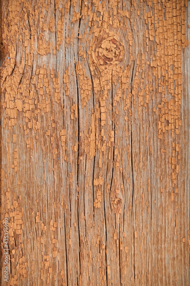 wooden texture. the old paint is scuffed. orange color. Board. Painted timber.