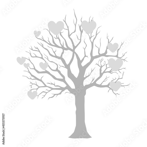Tree silhouette with heart, vector illustration