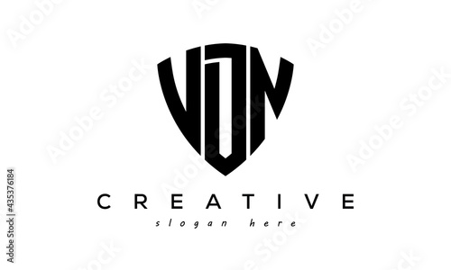 VDN letters creative logo with shield	