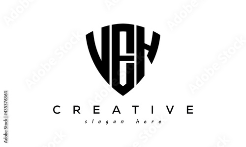 VEH letters creative logo with shield	 photo