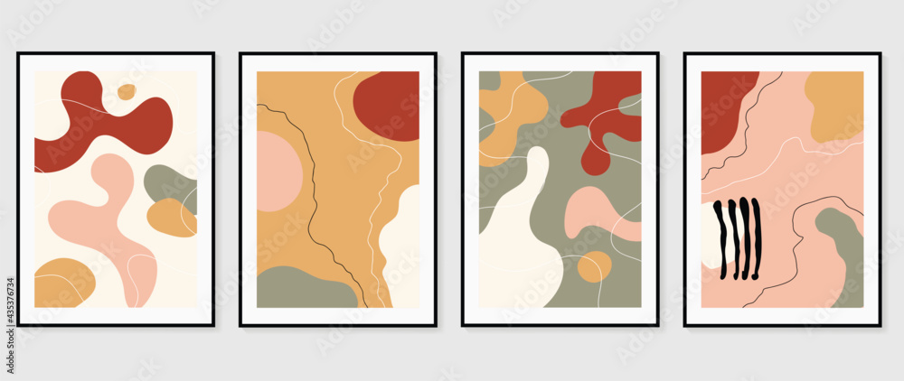 Abstract art background vector. Wall art design with earth tones color, Hand drawn texture. Minimal texture design for wall home decoration. canvas prints, digital prints, wallpaper and cover template