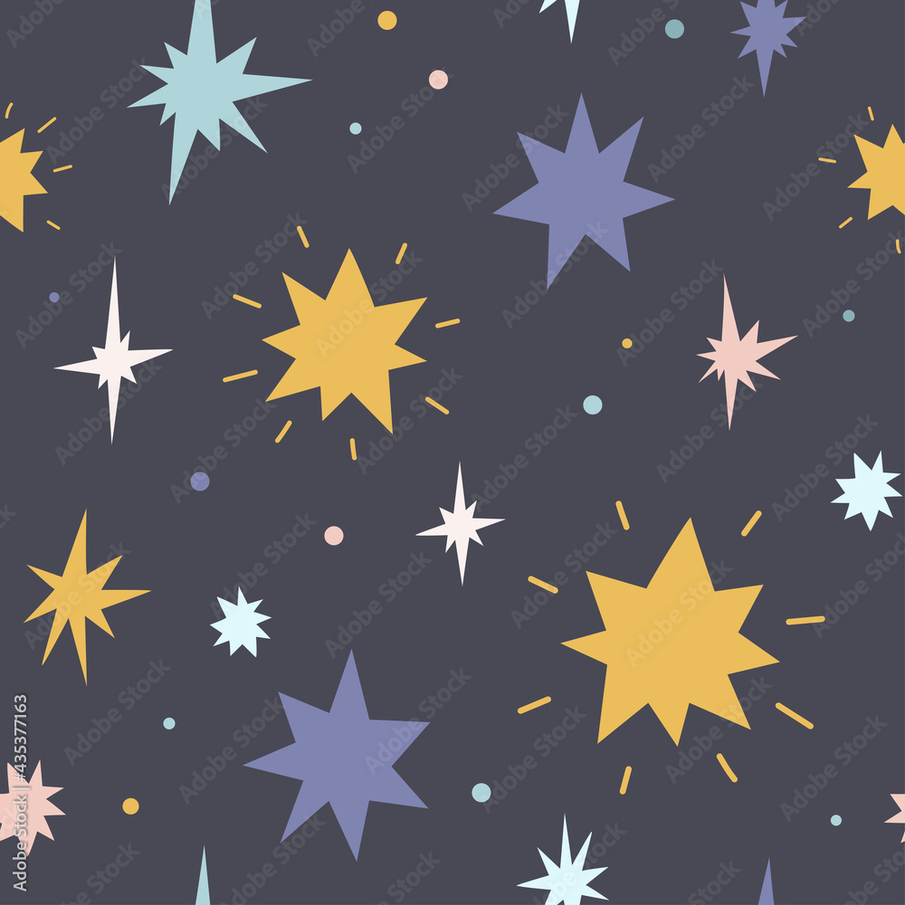 Kids seamless pattern with cute stars. Great for fabric, textile. Vector Illustration Kids seamless pattern with cute stars. Great for fabric, textile. Vector Illustration
