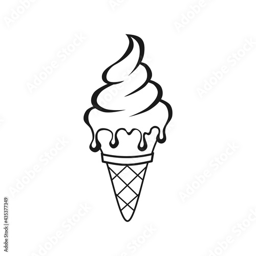 Ice cream Vector outline illustration drawings on a white background