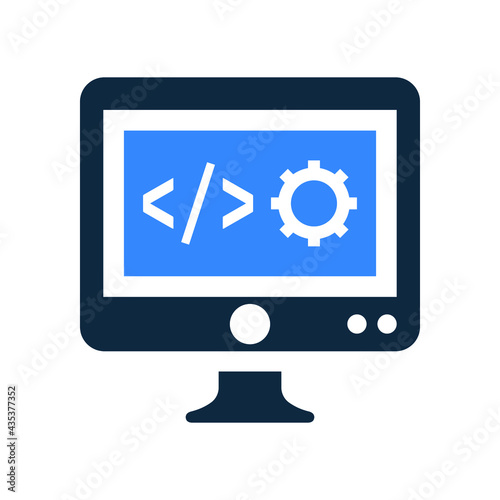 Custom coding, developer, programming icon. Editable vector isolated on a white background.